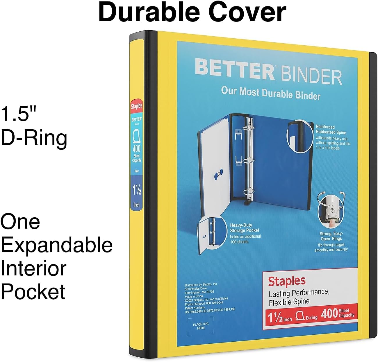 Staples Better Binder 2-Inch D-Ring View Binder, Reinforced Spine, Holds Up to 540 Sheets, Teal, for Office & School
