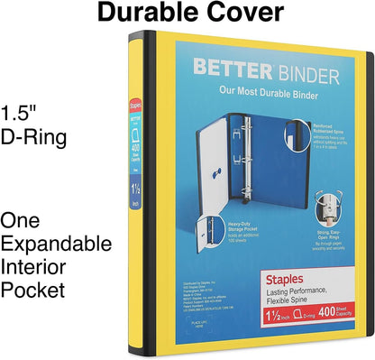 Staples Better Binder 2-Inch D-Ring View Binder, Reinforced Spine, Holds Up to 540 Sheets, Teal, for Office & School