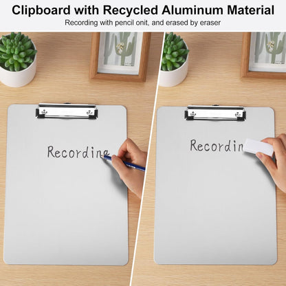 ZCZN Metal Clipboards, 2 Pack Heavy Duty Aluminum Clipboards 12 x 9 Inches, A4 Letter Sizer Document Holder with Low Profile Clip, Suitable for School, Office, Jobsite or Medical Staff, Silver