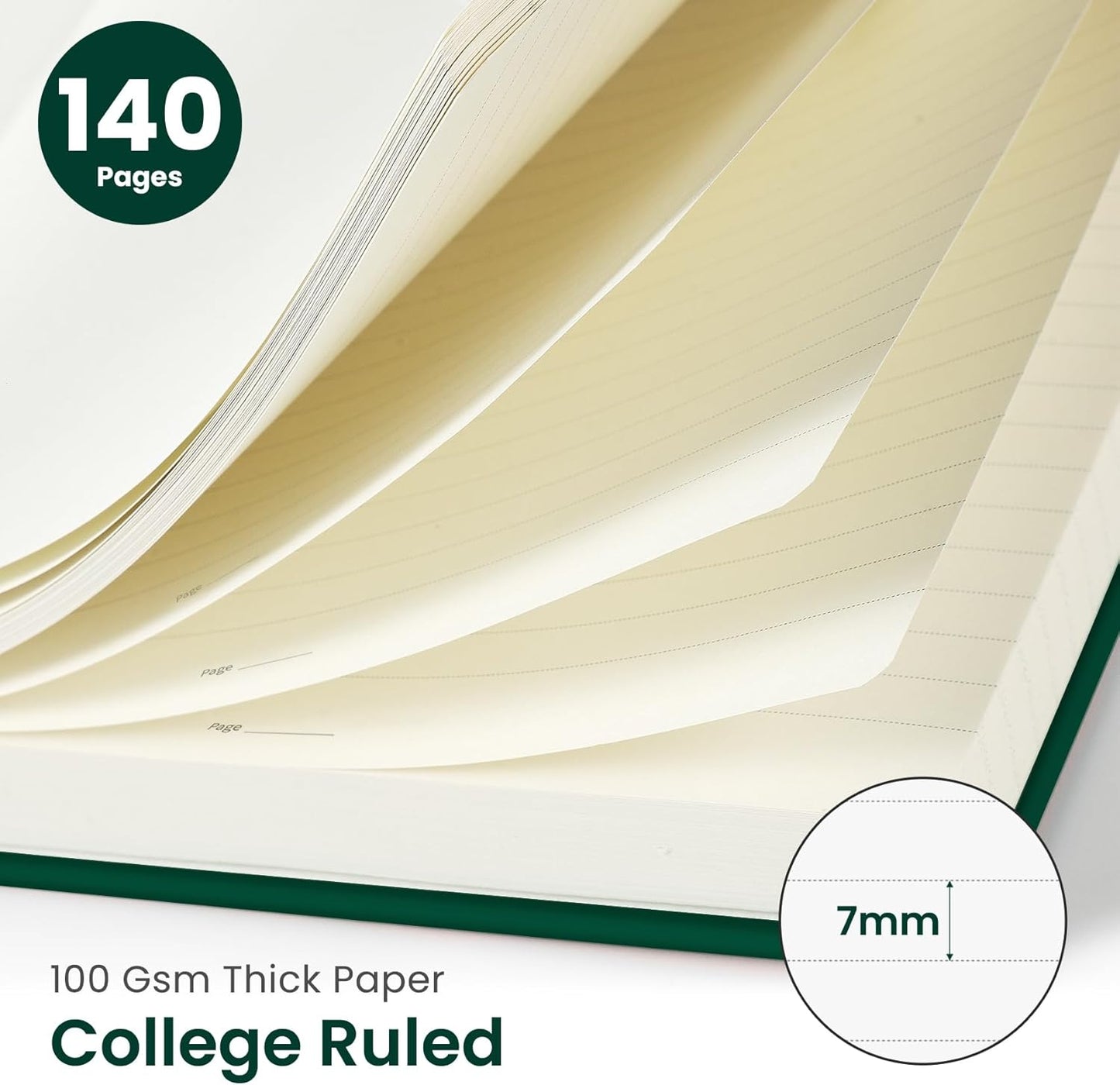 Taja Lined Spiral Journal Notebook for Women & Men, 140 Pages, College Ruled Hardcover Notebook for Work & Note Taking, Journals for Writing, A5(5.7" x 7.9") - Green