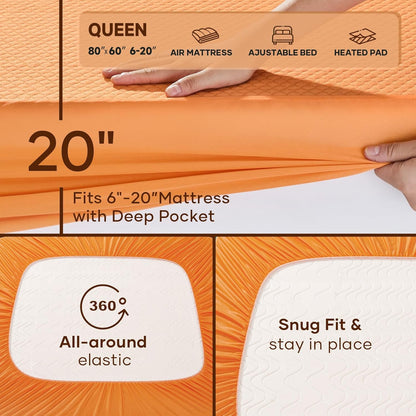 OhGeni 100% Waterproof Queen Size Mattress Protector,Soft Mattress Pad, Cooling Breathable Fitted Sheets,Washable Bed Cover,Non-Slip Deep Pocket,Noiseless for Bedroom
