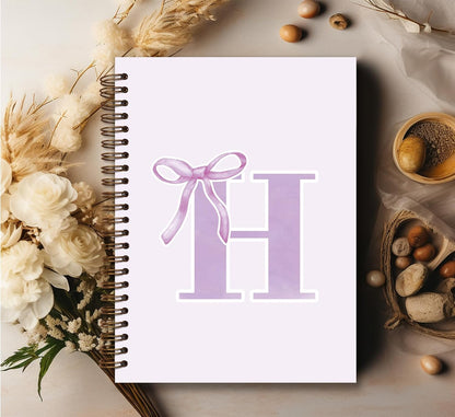 Blue Bow Journal Notebook for Girls,Initial H Journals Personalized Diary Gifts for Teen Girl Kids,Monogrammed Gifts for Women,Trendy Coquette Cute Hardcover Spiral Notebook 5.5 x 8.3 - Colors A