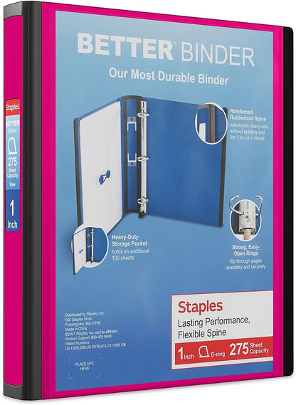 Staples Better Binder 2-Inch D-Ring View Binder, Reinforced Spine, Holds Up to 540 Sheets, Teal, for Office & School