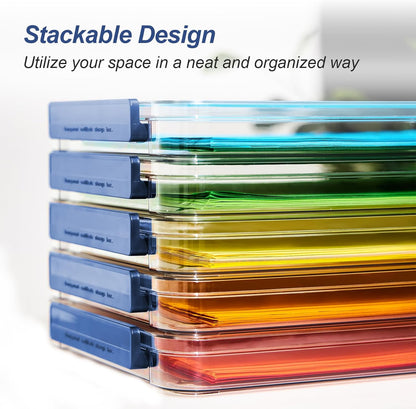 CATOOMUU 2 Pcs 5.5qt 9 x 13 Plastic Portable Project Case With Snap-Tight Latch Clear Stackable Storage Box With Lids Organizer Container For A4 File Photo Documents Scrapbook Craft Art Supplies