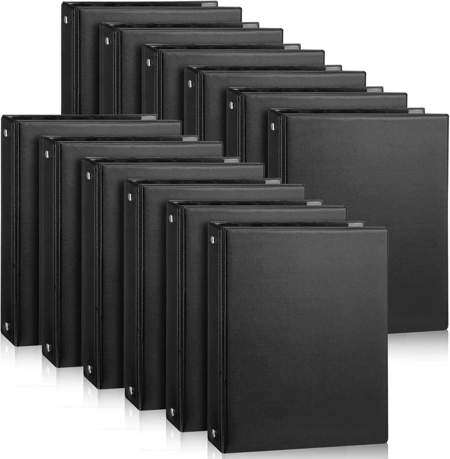 Resurhang 6 Pcs 1 Inch 3 Ring Binders 9.25 x 7.24 Inch Mini Small Black 3 Round Ring Binder with 2 Clear Pockets Fits 5 1/2 x 8 1/2 Binder Paper Pages Planner