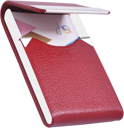 Business Card Holder with Ultra Slim Design,Business Card Case with Premium PU Leather,Suit Pocket Metal Card Holder for Women/Men,Professional Name Card Holder with Magnetic Shut (Black1)