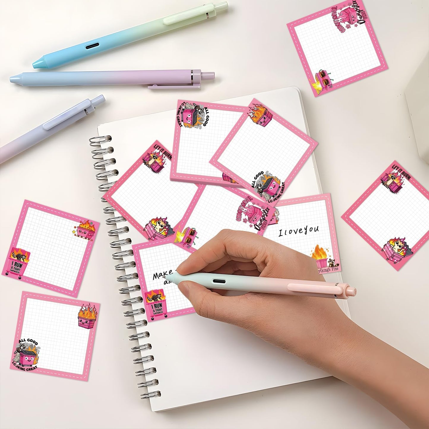 Inspirational Sticky Notes Gifts - 9 Pack Funny Positive Quotes Notepads 3x3 Inches, Fun Motivational Self-Adhesive Memo Pads Office Study Supplies for Friends Coworkers (450 Sheets)