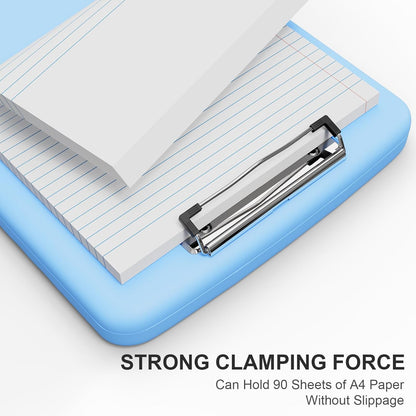 Plastic Clipboard with Storage, 8.5 x 11 Storage Organization Box Side-Opening, Heavy Duty Clip Board with Pen Holder and Paper Folder for Nurses, Teachers, Office & School Supply, Orange