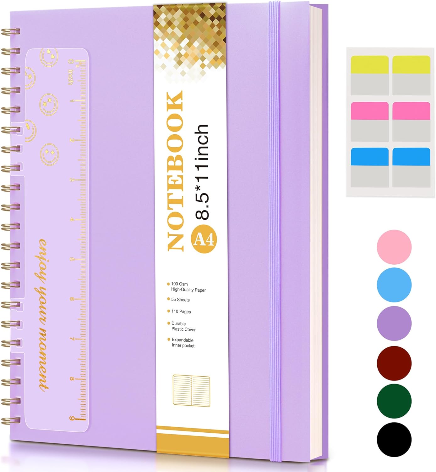 Spiral Notebook Journal 8.5” x 11”, A4 Large Pink Notebooks for Women Men, College Ruled Lined Journal, 100 GSM Paper, Plastic Hardcover Spiral Bound Journals for Work School Note Taking Business