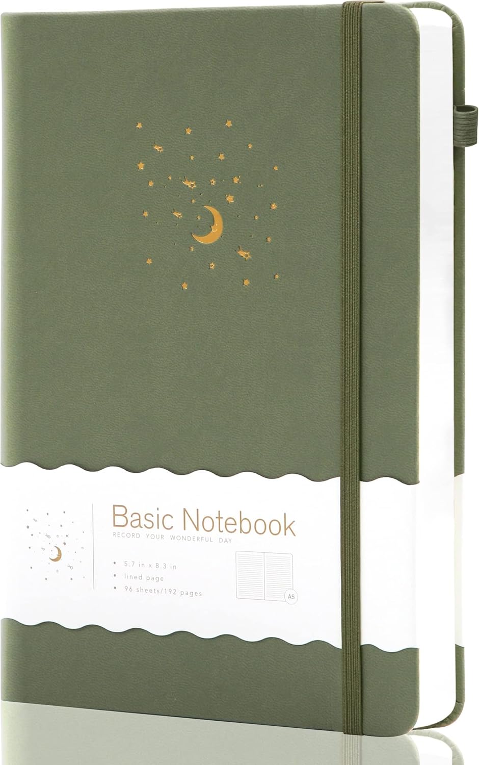 CAGIE Journal Notebook for Women Men, Hardcover Lined Notebooks Journals for Writing Work Journaling Note Taking Diary with Pen Loop (Black Ruled), Gifts, 5.7" x 8.3", 196 Pages