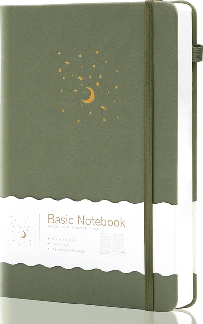 CAGIE Journal Notebook for Women Men, Hardcover Lined Notebooks Journals for Writing Work Journaling Note Taking Diary with Pen Loop (Black Ruled), Gifts, 5.7" x 8.3", 196 Pages