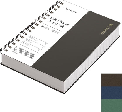EMSHOI A5 Spiral Notebook College Ruled Lined Journal, Small 5.7" X 8.22", 300 Pages/150 Sheets, 100gsm Thick Paper, Waterproof Hardcover, for Office School Women Men Work Writing Notes, Blue