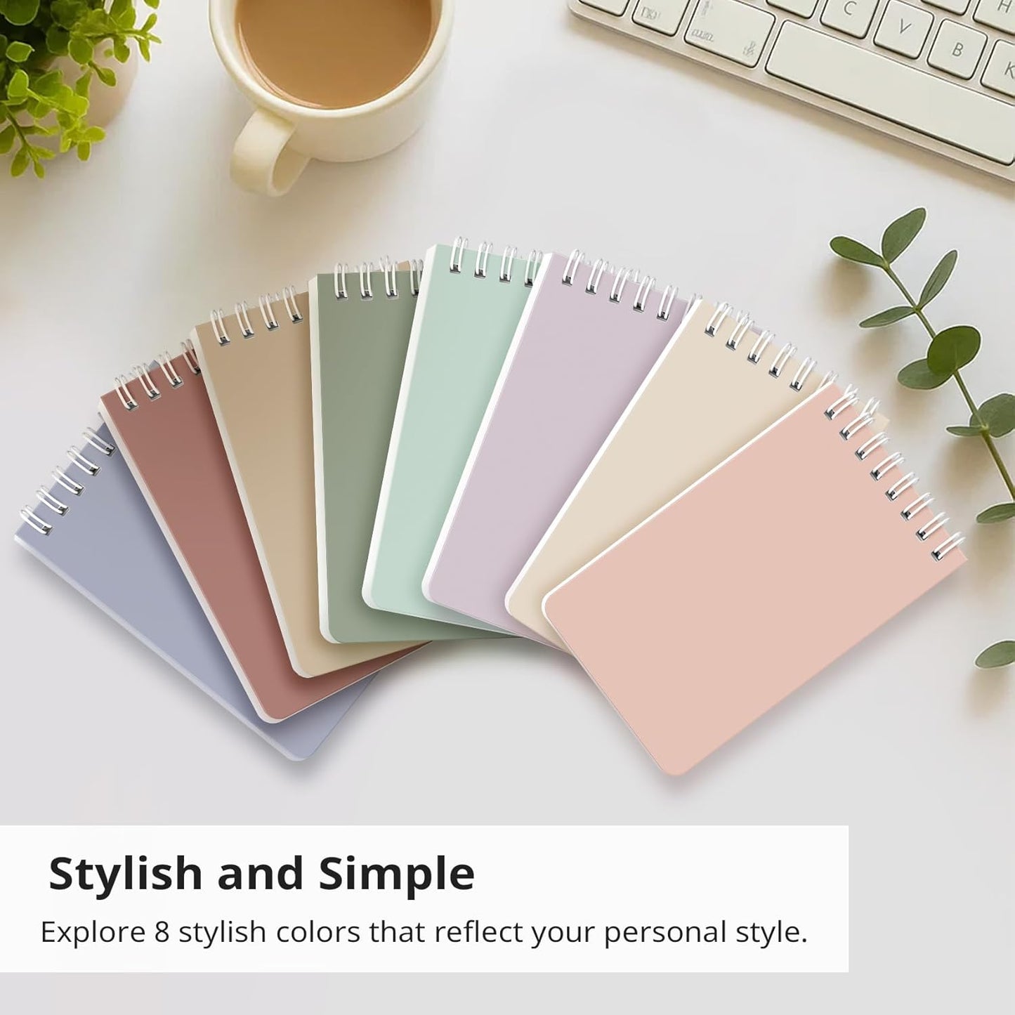 Taja Pocket Small Notebook 3" x 5", Set of 8 Mini Little Spiral Notebook, Nursing Notepad, Perfect for Work, School, Office, Nurse, Travel - Neutral