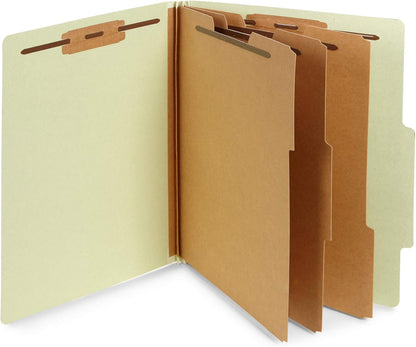 Blue Summit Supplies Green/Gray Classification Folders, Letter Size, 3 Dividers, with 2 Inch Tyvek Expansions, Classification Folders, 10 Pack