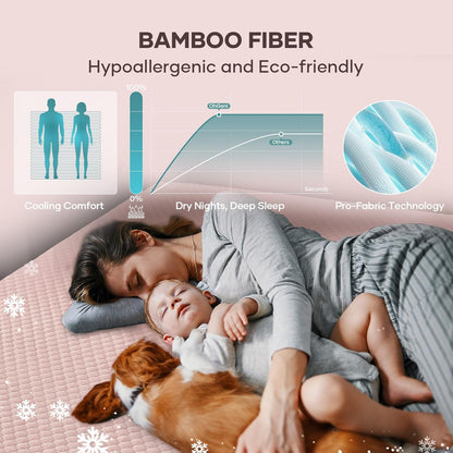 OhGeni 100% Waterproof Queen Size Mattress Protector,Soft Mattress Pad, Cooling Breathable Fitted Sheets,Washable Bed Cover,Non-Slip Deep Pocket,Noiseless for Bedroom