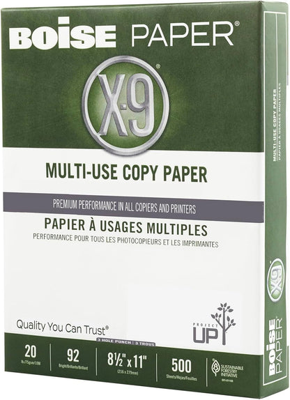 Boise X-9 Multi-Use Printer & Copy Paper, 5 Reams, White, Ledger (11in x 17in), 2500 Sheets Per Case, 20 Lb, 92 Brightness