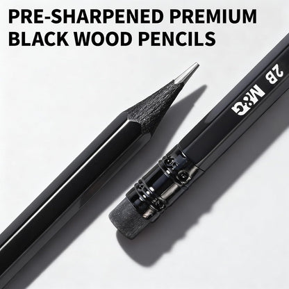 M&G Wood-Cased 2B Pencils, 24 Pack Pre-Sharpened Pencils with Top Erasers, Bulk Black Pencils for School Teacher Supplies, Writing, Drawing and Sketching