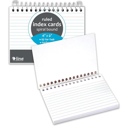 C-Line 4” x 6” Spiral Bound Index Card Notebook, Ruled, 50/PK (48909)