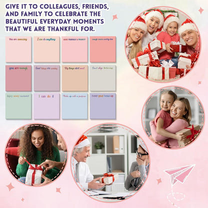 Yinder 48 Pcs Inspirational Sticky Notes Cute Motivational Sticky Notes Pad End of Year Employee Appreciation Gifts Bulk for Teacher Nurse Coworkers Office Supplies 3 x 3'' (Thank You,Dark Color)