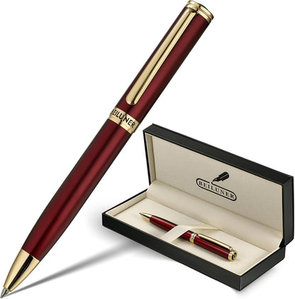 BEILUNER Luxury Gel Pen with 24K Gold Finish, Black Piano Lacquer, Luxury Grade Craftsmanship, Best Pen Gift Set for Men and Women, Professional, Executive, Office, Retractable Nice Pens