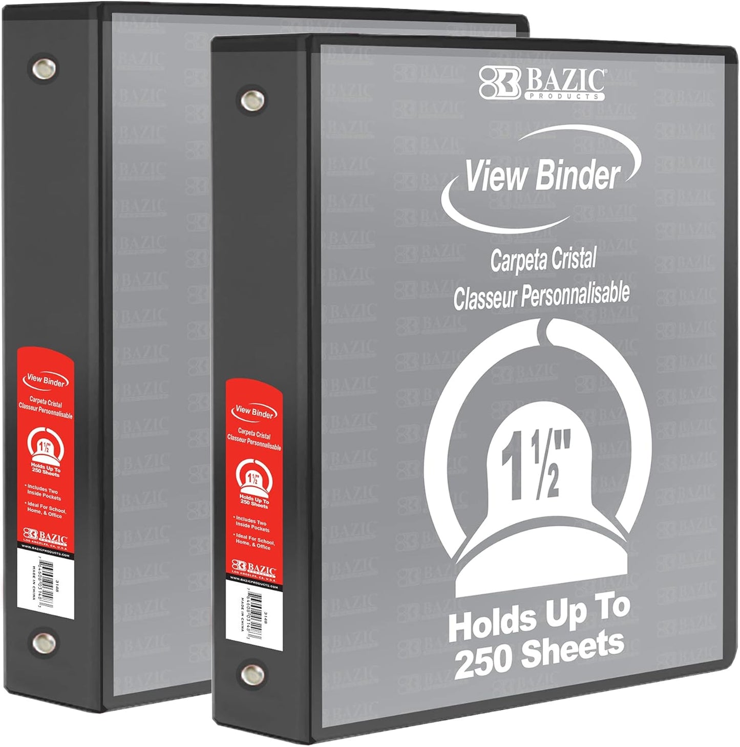BAZIC Products 3 Ring Binder - Burgundy, Economy View Binder with Clear Overlay Cover and Round Rings, Organizer for School Office Home Use, 1.5-inch Capacity Holds 280 Sheets Paper, 1-Pack