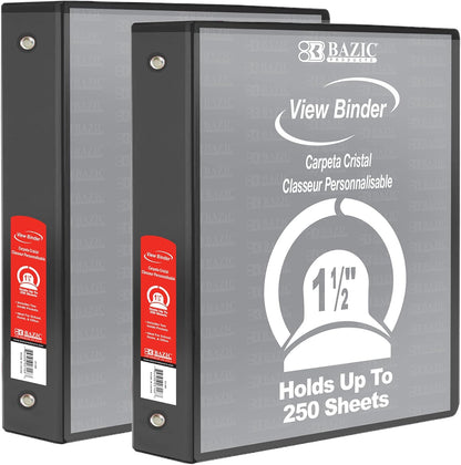 BAZIC Products 3 Ring Binder - Burgundy, Economy View Binder with Clear Overlay Cover and Round Rings, Organizer for School Office Home Use, 1.5-inch Capacity Holds 280 Sheets Paper, 1-Pack