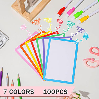 Harloon 100 Pcs Dry Erase Index Cards 3 x 5 Inch Laminated Reusable Dry Erase Note Cards Sheets for Office to Do List(White)