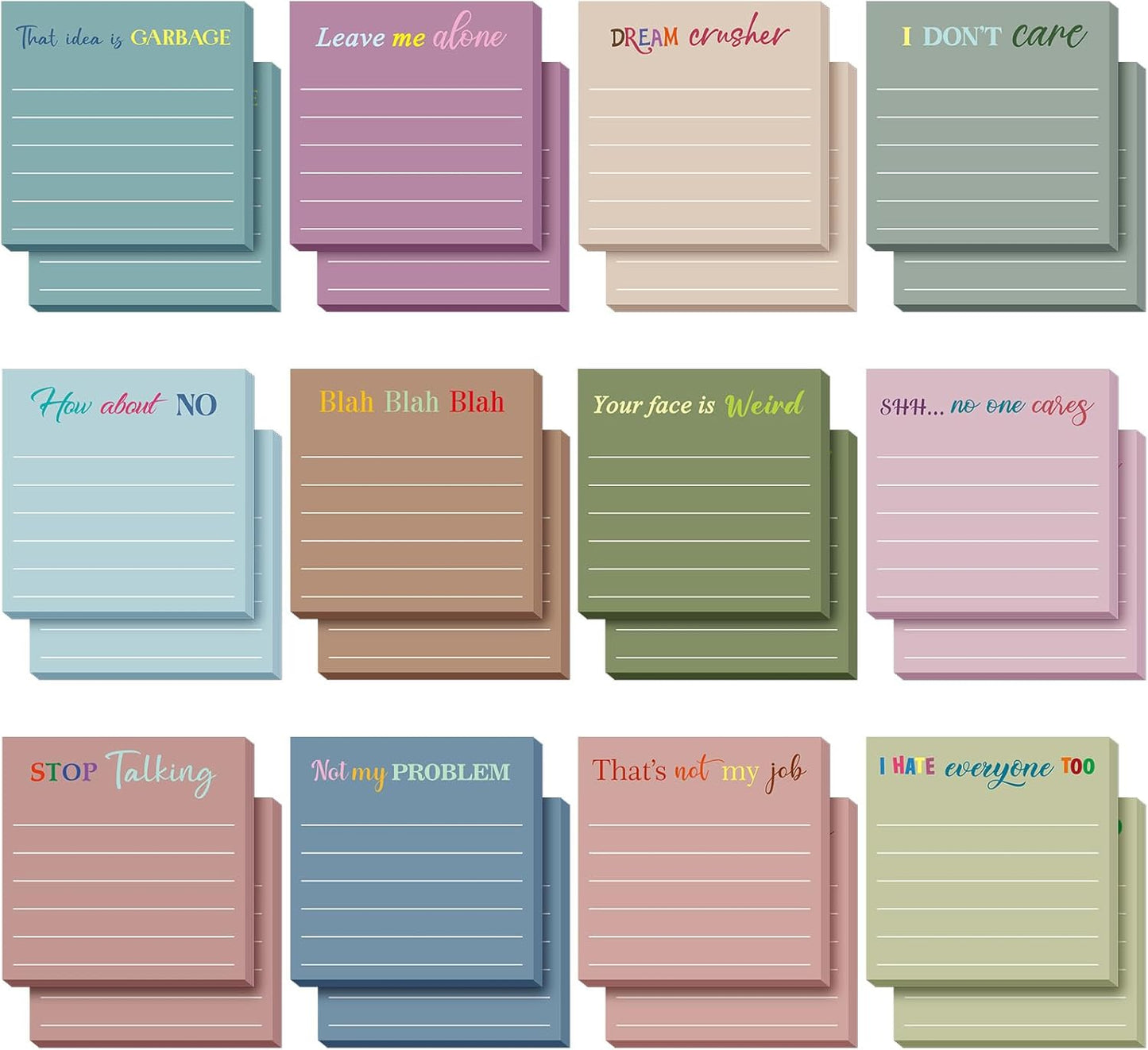 Yinder 48 Pcs Inspirational Sticky Notes Cute Motivational Sticky Notes Pad End of Year Employee Appreciation Gifts Bulk for Teacher Nurse Coworkers Office Supplies 3 x 3'' (Thank You,Dark Color)