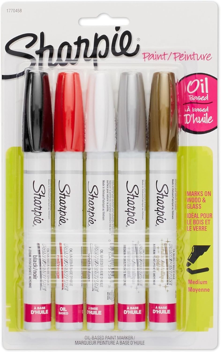 Sharpie Oil-Based Paint Markers, Fine Point, 5 Count - Great for Rock Painting