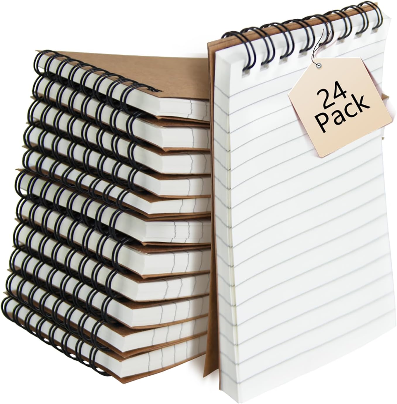 wavamawa Pocket Notebooks Set of 12, Small 3x5 Spiral Notepads, Office Style Mini Notebook, Small Notepad Pocket Size, Memo Pads for Home, College, Work or School - Lined College Ruled Paper