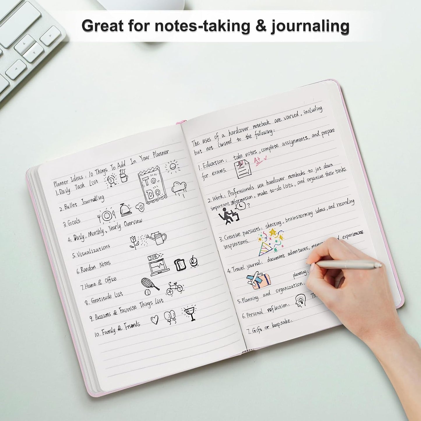 Comix 6 Pack Lined Journal Notebooks for Work, 240 Pages, 5.5"x8.3", Black, Hardcover, A5 Medium College Ruled, Journaling Notebooks for Notes-Taking, Fits for Office School Home