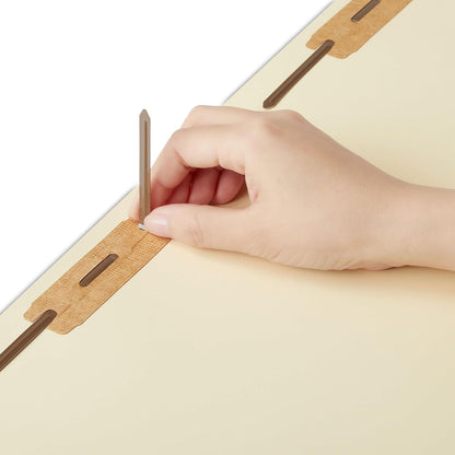 Staples Reinforced End‑Tab Classification Folders, Letter Size, Manila, Durable 2‑Fastener Design – 100/Carton