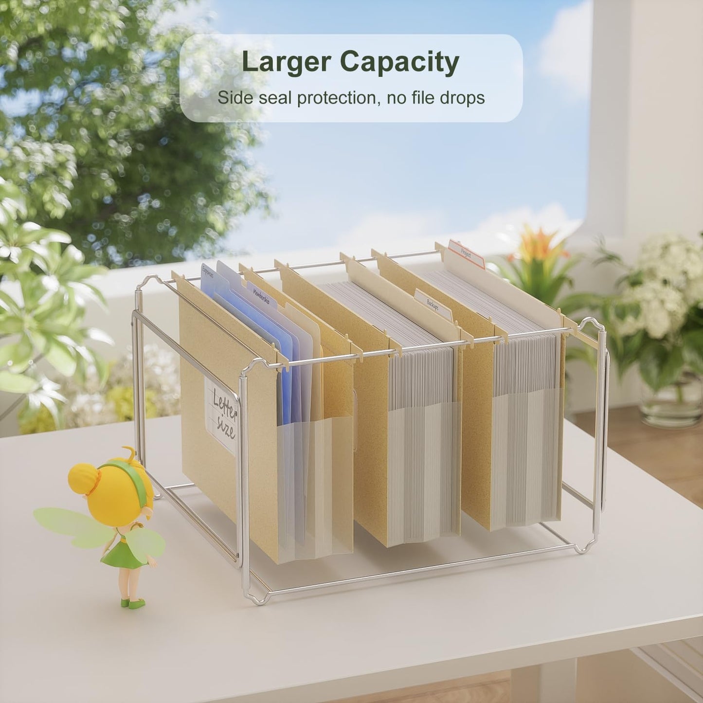 Extra Capacity Hanging File Folders, 3.15" Reinforced Wheat Straw Expanding Hanging Folder Letter Size, Heavy Duty for Filing Cabinets, File Organizer for Office & Home-Sky Blue-3 Packs