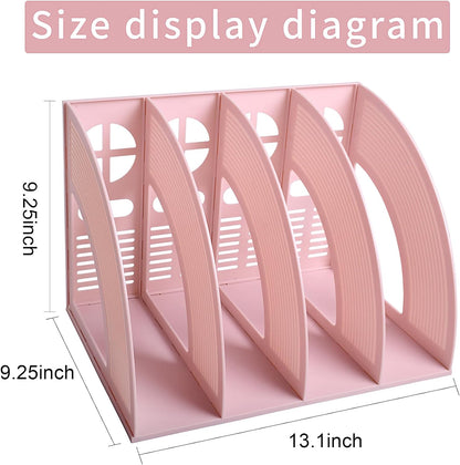 Marte Vanci Magazine File Holder Vertical PP Folder Book Desktop Organizer Plastic Storage Sturdy Vertical 4 Section Folder (Purple)