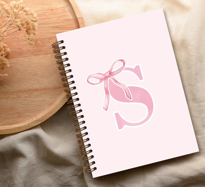 Blue Bow Journal Notebook for Girls,Initial H Journals Personalized Diary Gifts for Teen Girl Kids,Monogrammed Gifts for Women,Trendy Coquette Cute Hardcover Spiral Notebook 5.5 x 8.3 - Colors B