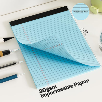 4 Pack Blue Legal Pads 8.5 x 11 Blue Note Pads 8.5 x 11 Notepad 8.5 x 11 Micro Perforated Writing Pads Lined Paper Pads Wide Ruled Pad of Paper 30 Sheets Notebook for Study, To-Do Lists, Office