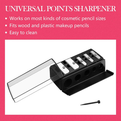 Honoson 2 Pcs 5 Hole Cosmetic Long Point Manual Pencil Sharpener with Plastic Lid Makeup Eyeliner Pencil Sharpener(Black)