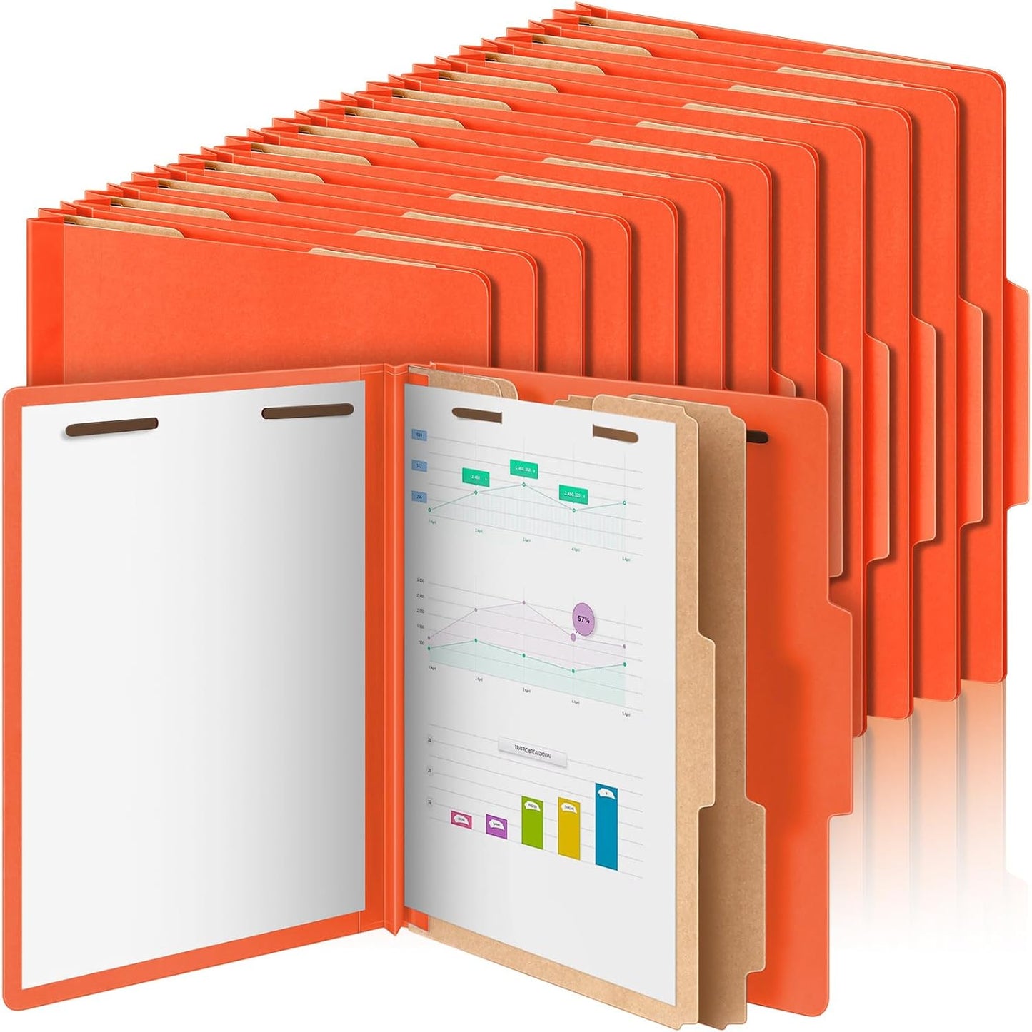 Skyygemm 12 Pcs Classification Folders Letter Size Bulk - 2 Dividers Pressboard File Folder with 3. 5 Inch Expansion, 2 Prongs Fastener, Heavy Duty Office File Organizer for Teacher Medical (Hot Pink)