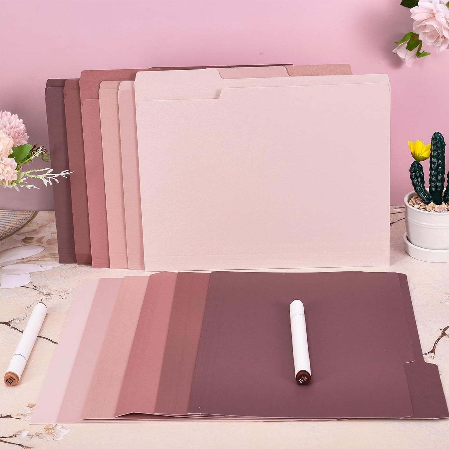 Whaline 24 Pack Dusty Blue File Folders Letter Size 6 Colors Gradient Blue File Pockets with 1/3 Cut Tab for Home Office Classroom Supplies, 8.9 x 11.6 Inch