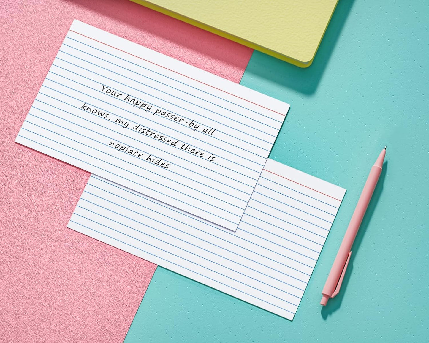 YIZUUN Index Cards 3x5, Flash Cards with Ring, 200 PCS, Ruled Note Cards, Flash Cards for Studying, 4 Packs of 50 sheets, 3x5 Note Cards for Office, Home, School