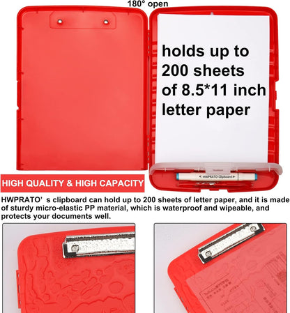 HWPRATO Clipboards Organizer Clipboard with Storage Nursing Clipboard Foldable File Folder Plastic Folio with Storage Case for Teacher,Kids,Doctor,Offices (Retro Blue)
