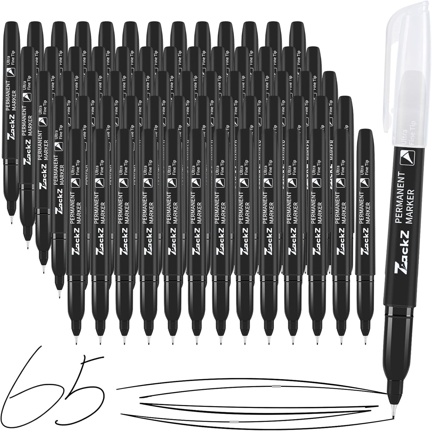 Ultra Fine Point Permanent Black Marker, 18 pack Permanent Markers, Permanent Markers Ultra Fine Tip 0.4 mm Tip, Waterproof & Fade-Proof Ink, Quick Drying, Writing on Paper, Plastic, Metal, Glas