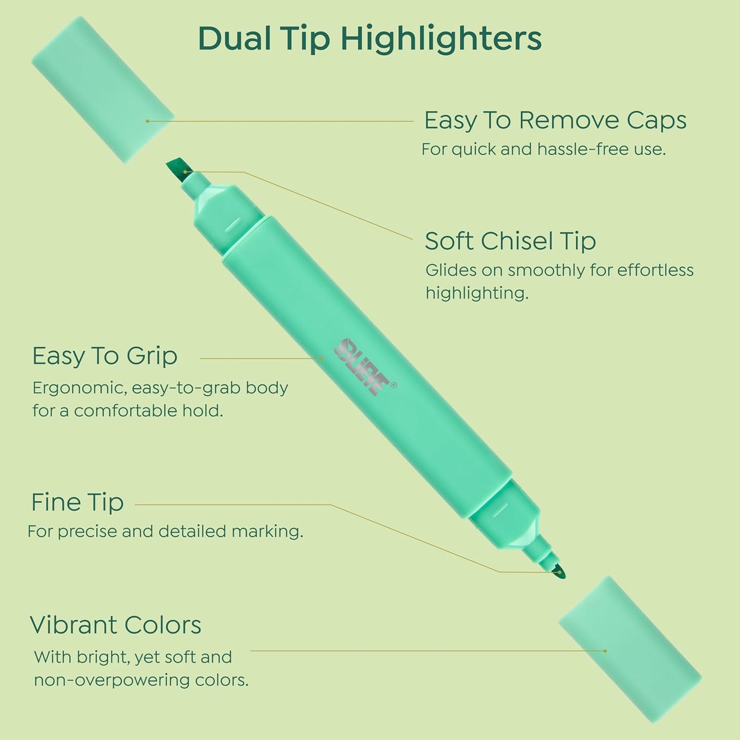 BLIEVE Aesthetic Cute Highlighters No Bleed Through, Dual Tip 8 Pack, Pastel Colors For Bible & Journaling