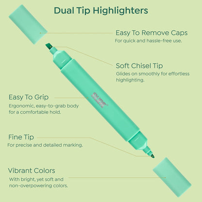 BLIEVE Aesthetic Cute Highlighters No Bleed Through, Dual Tip 8 Pack, Pastel Colors For Bible & Journaling