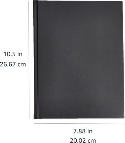 Amazon Basics Professional Hardcover Writing Journal for Journaling and Note Taking, Sturdy, Perforated Pages, 10.5 x 7.5 inches, Black, 2-Pack
