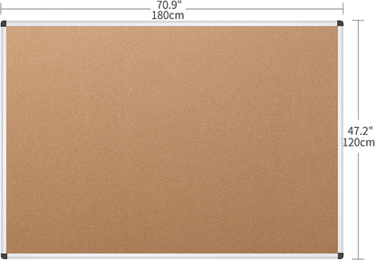 VIZ-PRO Cork Notice Board Bulletin Board, 96 X 48 Inches, Pack of 2, Silver Aluminium Frame