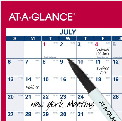 AT-A-GLANCE Dry Erase Calendar 2026-2027 Academic & Regular Year Wall Planner, 12-Month, 24" x 36", Double Sided, Vertical (PM210S28)