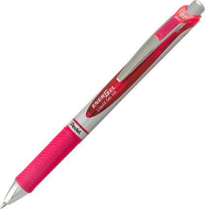 Pentel EnerGel RTX Retractable Liquid Gel Pen, Medium Line, Metal Tip, Pink/Violet Ink, 2-Pack (BL77BP2PV)