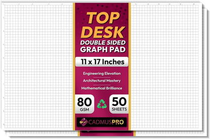 CADMUSPRO Graph Paper Pads 8.5x11 inch, 50 Sheets, Double-Sided, 80 GSM Quadrille Grid Math Notebook for students, Engineering Pad & Blueprint Drafting Paper, Architecture Sketch
