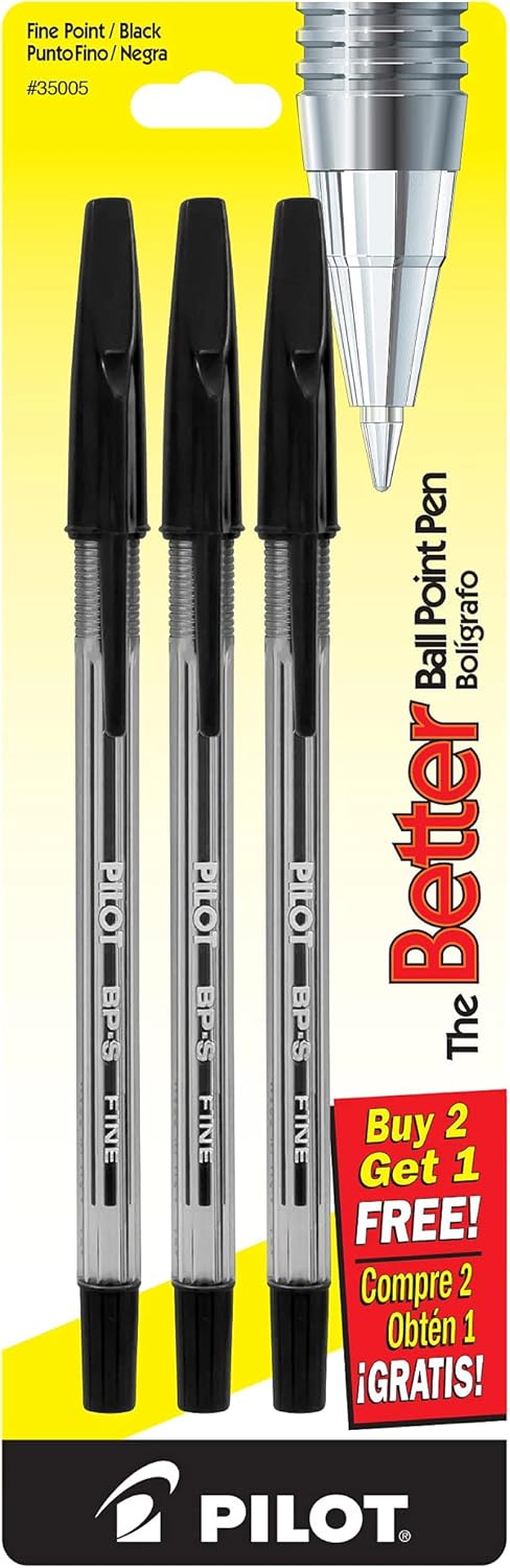 PILOT The Better Ball Point Pen Refillable Ballpoint Stick Pens, Fine Point, Blue Ink, 12-Pack (36011), Dozen Box (0.7mm - Fine)